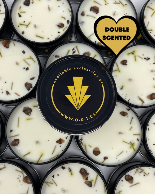 Strong scented candle. soy wax candle. skin safe candle wax. double scented candles. OKT.