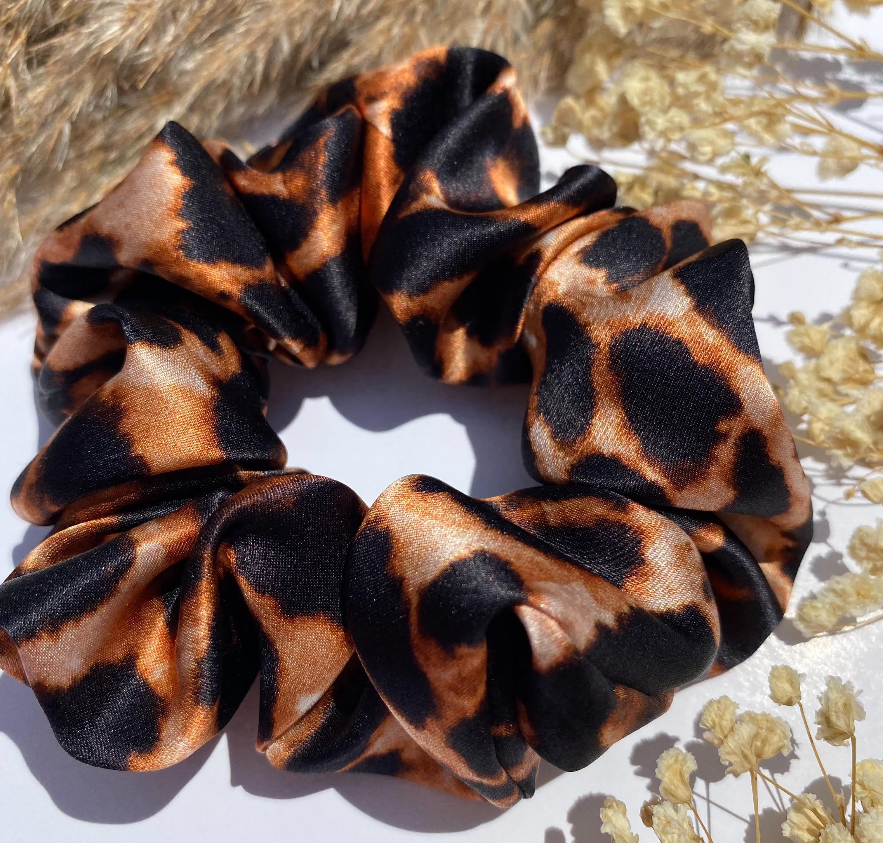 cheetah silk scrunchie. OKT. Silk Scrunchies. Real Silk Scrunchies. Edmonton Scrunchies. 